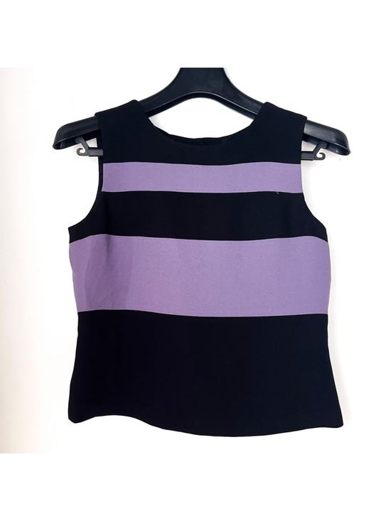Casual Corner Tops - Vintage Casual Corner Color Block Purple Black Sleeveless Top Sz 8 Y2K Preppy